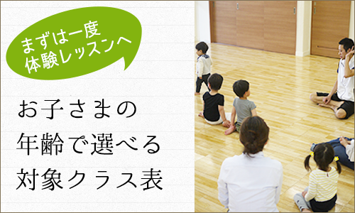 お子さまの年齢で選べる対象クラス表